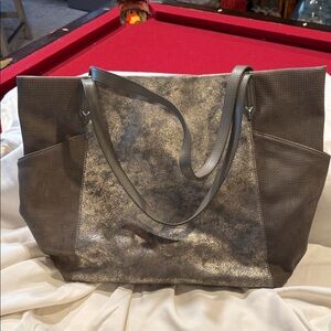 Metallic Taupe Tote Bag - Women